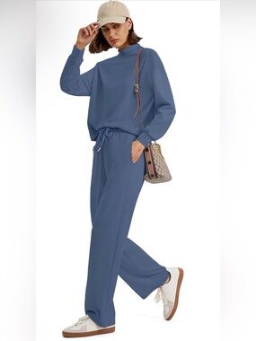 Sampeel Two Piece Sets for Women Mock Neck Matching Sets Loungewear Fall Clothes